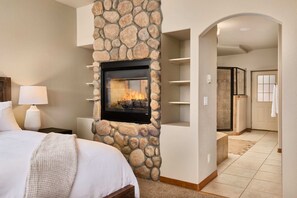 Master Suite 1- King bed, direplace, ensuite double bathroom, seating area (upstairs)