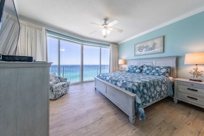 King size bed in the master bedroom.