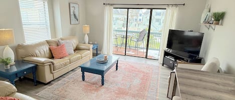 large family room with game table