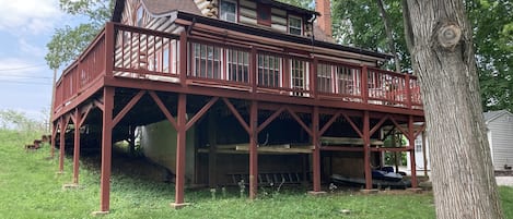 Back deck with waterfront view