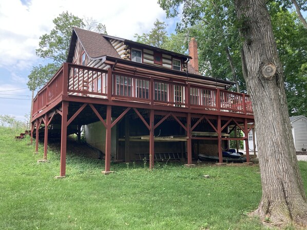 Back deck with waterfront view