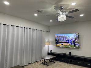 Watch the Super Bowl on this 85 inch tv with premium cable channels. 