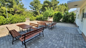 Garden with outdoor tables