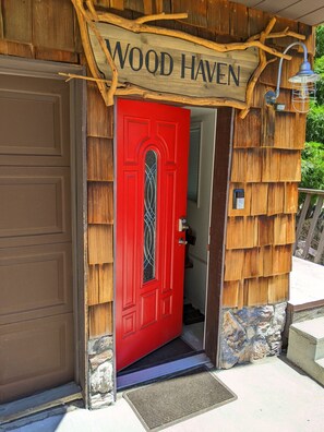 Front Door and Name Sign