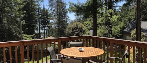 Deck with blue water ocean view