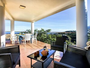 Sky, Property, Azure, Building, Shade, Table, Water, Interior Design, Outdoor Furniture, Condominium