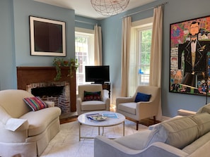 Living room with historic details and relaxed elegance.