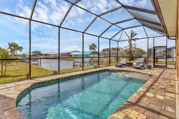 Gorgeous pool overlooking canal