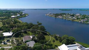 Aerial view leading out to the Gulf