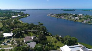 Aerial view leading out to the Gulf