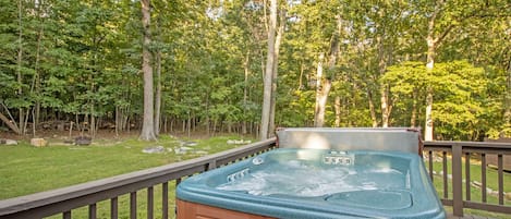 Relax in the private hot tub