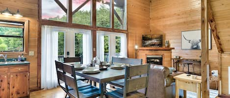 Dining area and living room