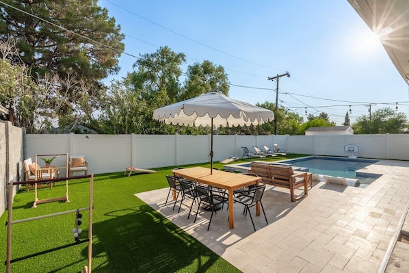 New heated pool and spa.