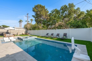 Heated pool with spa and lots of outdoor games.