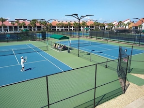 Tennis, shuffleboard, pickleball, and basketball courts