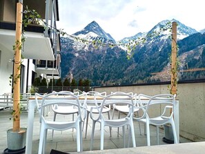 Outdoor dining set on terrace - west side