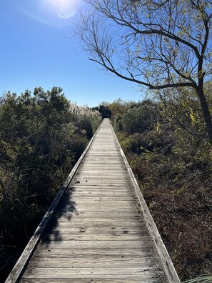 Walkway to beach is on our street across Main st