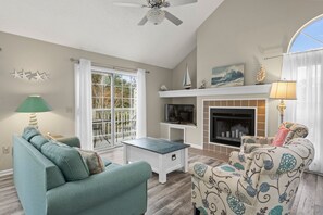 The balcony off the living room is the perfect spot to enjoy a morning coffee