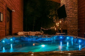 Hot Tub with a view of the TV