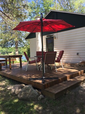 Spacious deck with seating for many