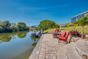 Canal seating area.