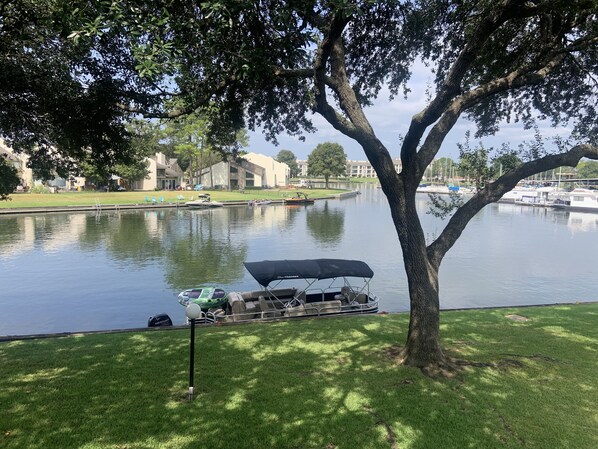 View from the balcony overlooking the marina and cove with bulkhead