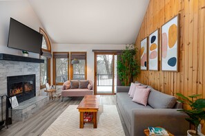 Enjoy an open living room with lots to do