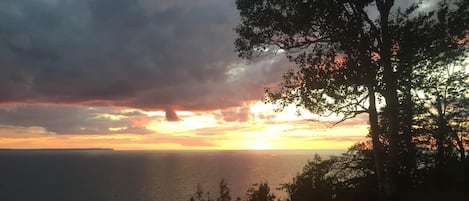 view over Lake Michigan at sunset