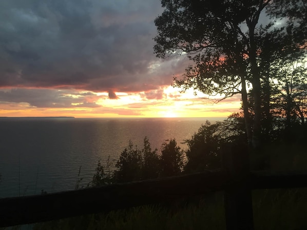 view over Lake Michigan at sunset