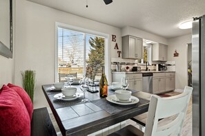 Spacious kitchen with seating for six