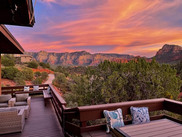 Forever views and privacy from the deck of this 3-acre city center property
