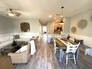 The open concept living space allows everyone to be part of the conversation