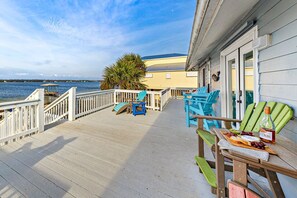 Enjoying the beautiful view while sitting in our comfortable chairs.