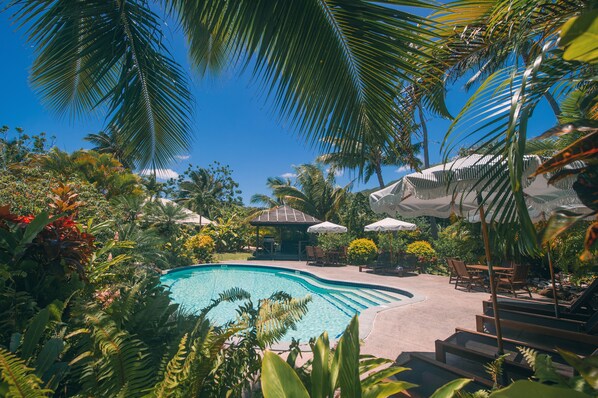 View across the pool to Villa Toru & the BBQ gazebo