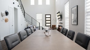 Gigantic dining table is equally great for celebrating !