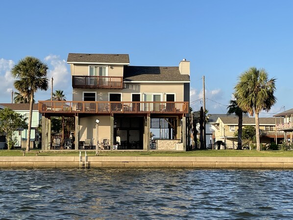 Rear view,160’ waterfront, large outdoor space for fishing, kayaking, swimming 
