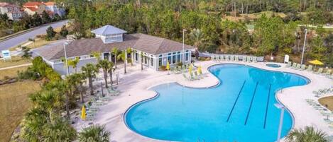 Large outdoor pool; fitness center