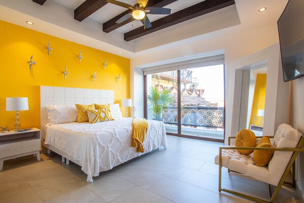 Stylish and bright master bedroom