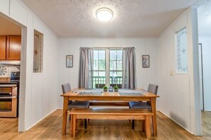 Dining space with farm table