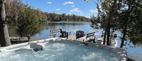 Private Hot tub with a relaxing view 