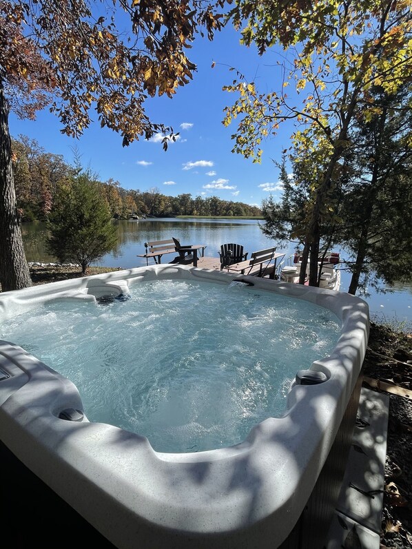 Private Hot tub with a relaxing view 