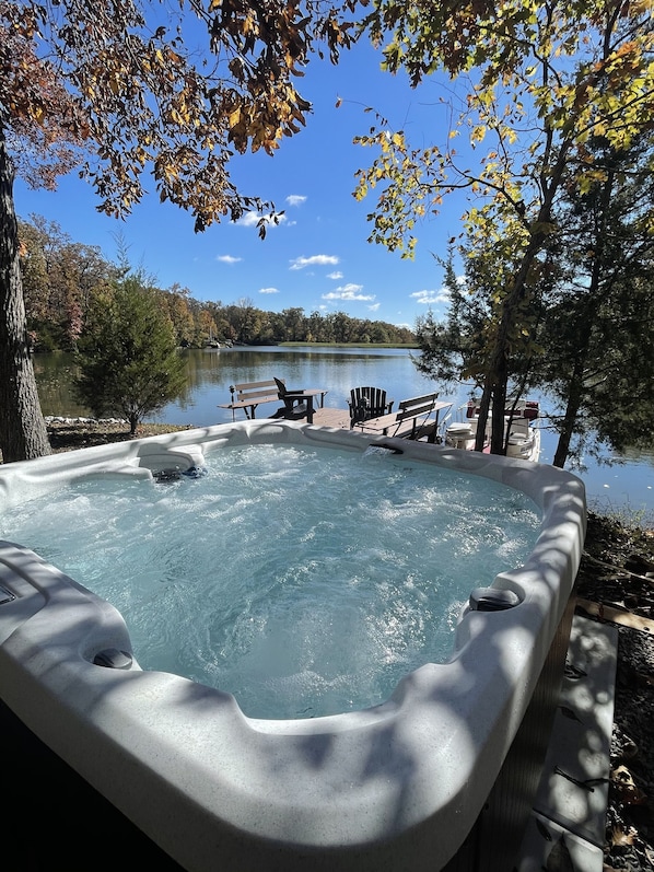 Private Hot tub with a relaxing view 