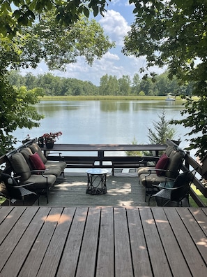 Deck features a couch, loveseat, two chairs and two benches!  