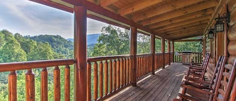 Beautiful view of Bluff Mountain off the rear deck