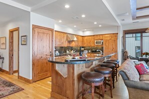 Indoors, Hardwood, Kitchen Island, Kitchen, Microwave