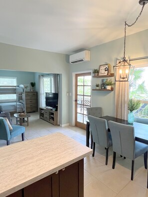 Spacious living area next to the kitchen.