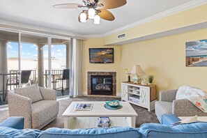 Sit back and enjoy the Gorgeous Views or watch a movie on the Flat Screen TV - Fireplace is Decorative Only!