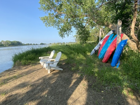 Sit on the river banks just steps outside the cabin doors!