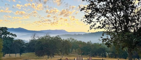 Fire pit in the back yard with panoramic views of the Sierra Nevada mountains