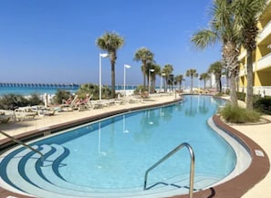 One of the beach front pools 